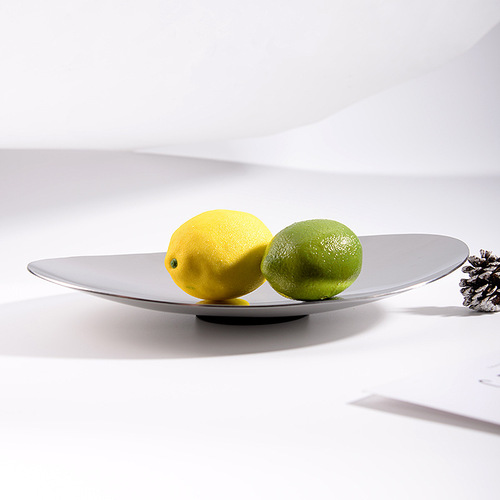 Creative fruit plate wholesale stainless steel special-shaped decorative storage European-style living room model room decorative ornaments crafts plate