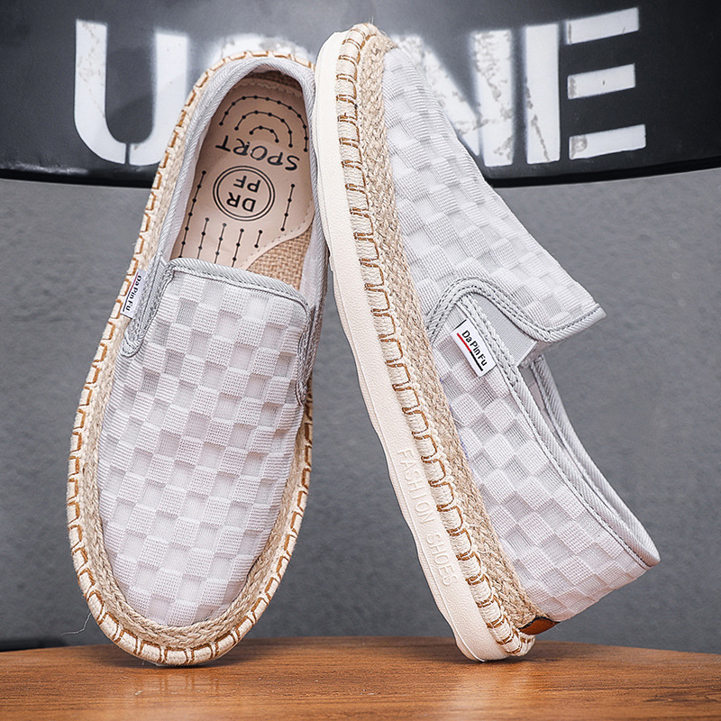Zapatos de verano para hombre, estilo transfronterizo, 2025, nuevos, sin cordones, de malla transpirable, tipo pescador, estilo antiguo de Pekín, de lona