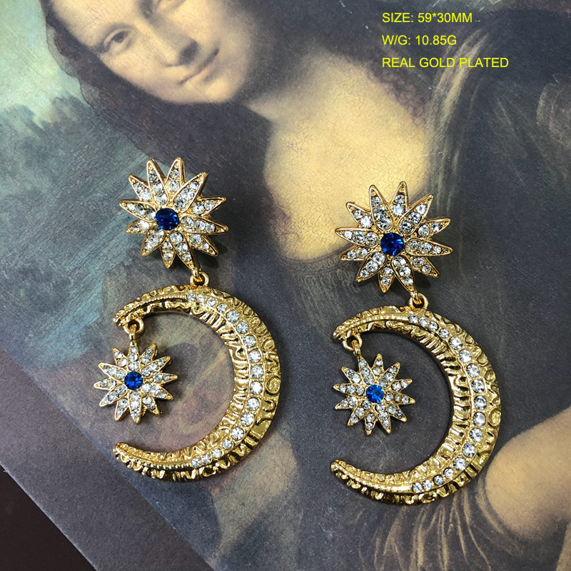 Zircon Inlay Material 1 Pair Retro Geometric Cross Heart Shape Plating Inlay Alloy Zircon Drop Earrings