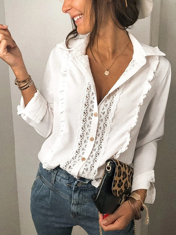 Comercio exterior, lujo ligero, simple, camisa a rayas con cuello Polo, mujer, diseño de orejas de madera de otoño, temperamento, top elegante