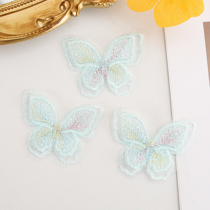 オーガンザ二層レース蝶 diy 手作り素材刺繍花ドレススカートパッチステッカー装飾|undefined