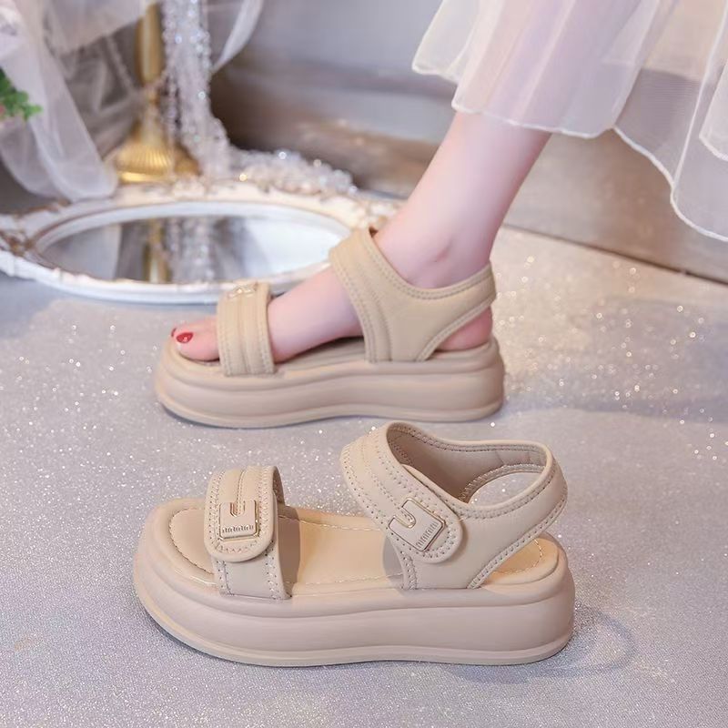 Sandalias de mujer de verano con falda 2026 nueva moda con suela gruesa, suela suave no se cansa con sandalias de playa
