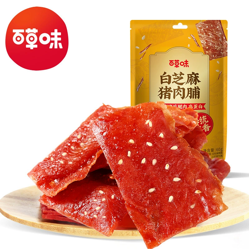 Рафинированное вяленое мясо из свинины Baicao 60 г/вяленое мясо из свинины с белым кунжутом 60 г/100 г от производителя, подлинная оптовая покупка