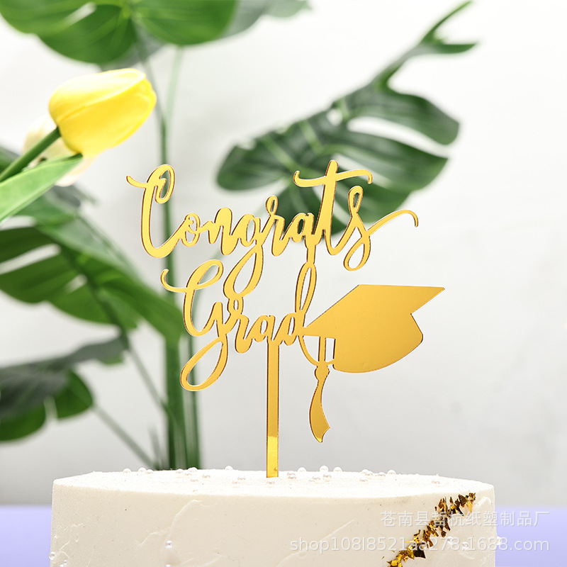 Cross-border ins2024 graduation season acrylic cake card graduation happy cake decoration party baking supplies Cross-border ins2024 graduation season acrylic cake card graduation happy cake decoration party baking supplies