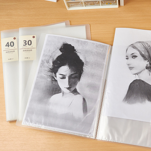 Thickened transparent simple information book A4 study folder information test paper storage bag file book student contract book