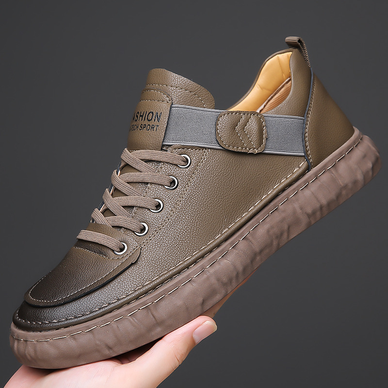 Zapatos de hombre Otoño e Invierno Nuevo estilo cepillado retro de moda slip-on casual de los hombres Deportes de cuero de los hombres zapatos de skate de fondo suave hombres