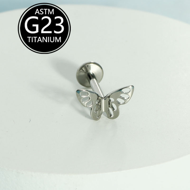 G23 Titanium Butterfly Lip Studs - Labret Nose Ear Cartilage Piercing Jewelry Wholesale New Model detail image 8