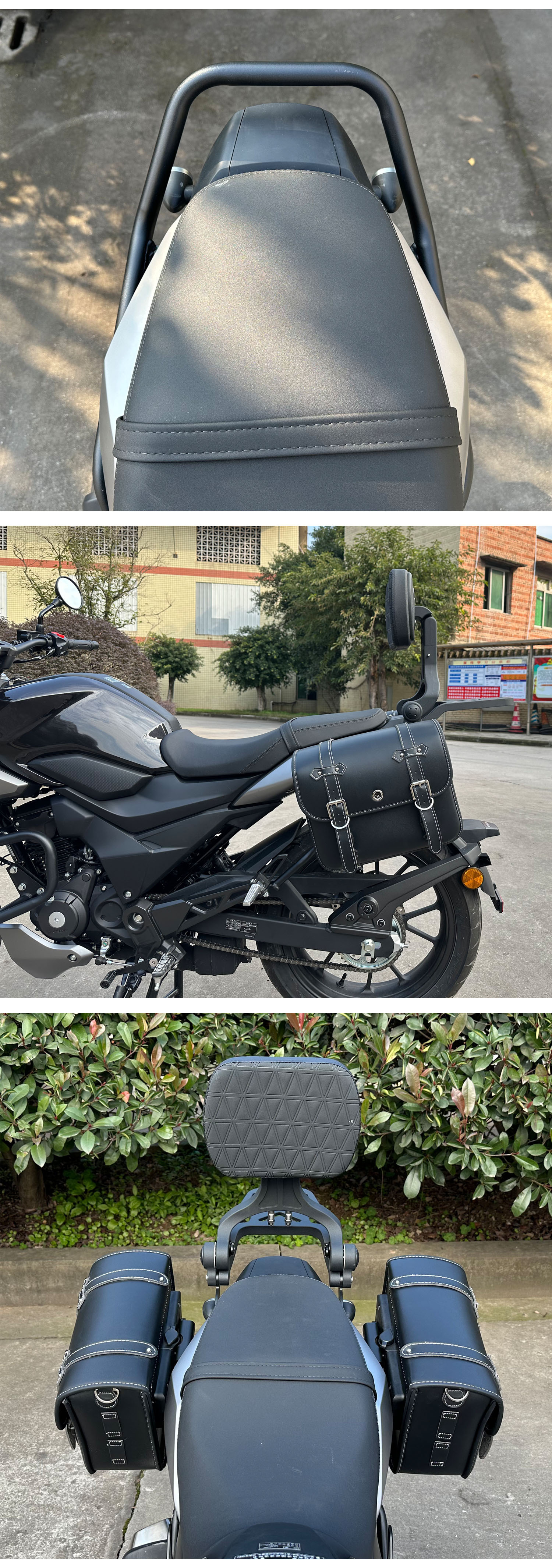 Suitable for 25 Honda 190TR Bumper Folding Backrest Rear Armrest Leather Side Bag Tail Bag Canvas Bag