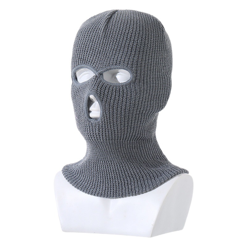 Nuevo sombrero de balaklava de punto cálido de invierno sombrero de punto de tres agujeros sombrero de 2 agujeros máscara de Punta cerrada