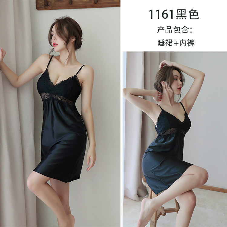 Noche larga lencería sexy popular correa camisón sexy pijamas de las mujeres tentación comercio exterior entrega transparente 1161