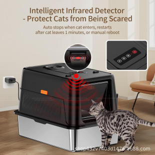 Cross-Border Stainless Steel Cat Litter Box Electric Deodorizing Fully Enclosed Super Cat Toilet Cat Litter Box Extra Large Anti-Splash