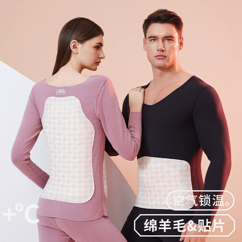 Термобелье из шерстяной ткани, утолщенное мужское осеннее белье и комплект брюк, флисовый женский комплект с подогревом, осень и зима
