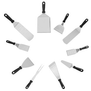 Manufacturer Wholesale Barbecue Bbq Western Food Shovel Teppanyaki Steak Shovel Pizza Shovel Cooking Plastic Handle Stainless Steel Shovel
