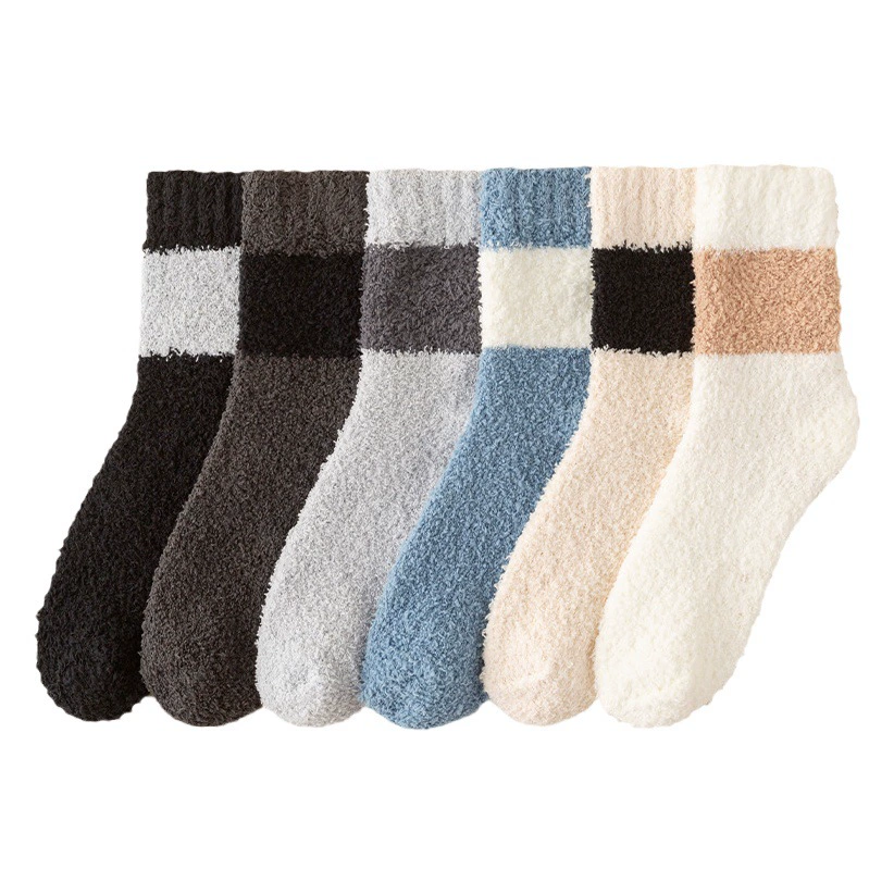 Коралловые бархатные носки, мужские осенне-зимние утолщенные теплые носки, безворсовые носки на флисовой подкладке, однотонные Повседневные носки в пол