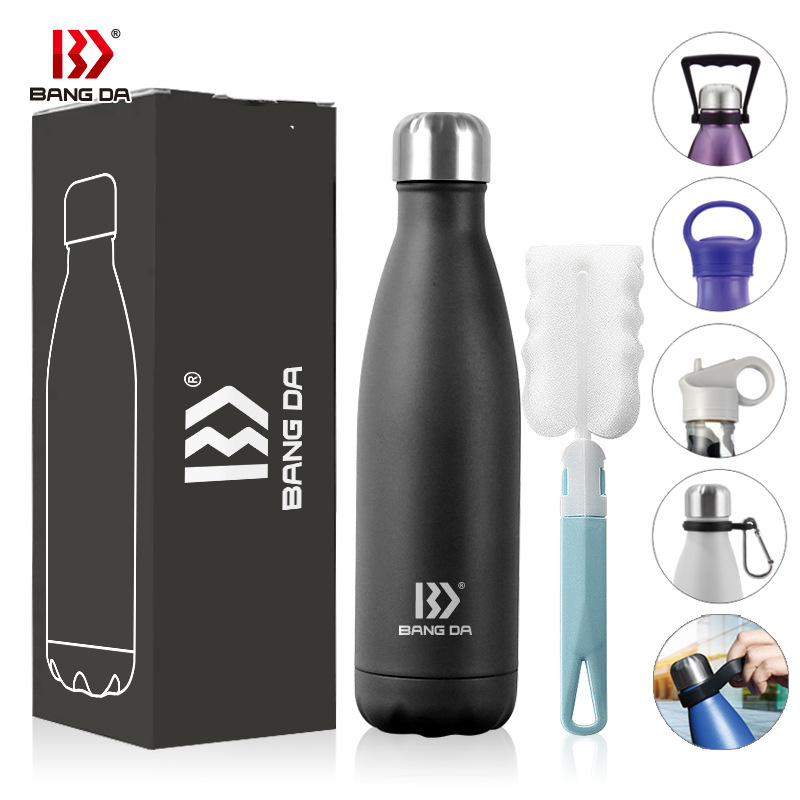 Botella de coja de acero inoxidable Amazon 304 termo taza de agua deportiva de doble capa vacío se puede fijar botella de coja al aire libre
