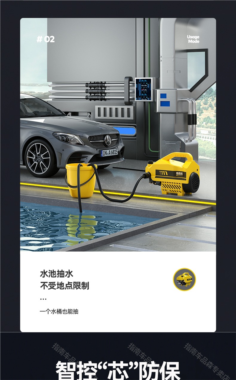 Guide Car Household High-Pressure Car Washer Water Pump 220V High-Power Portable Car Cleaning Water Gun Magic Cleaning Machine