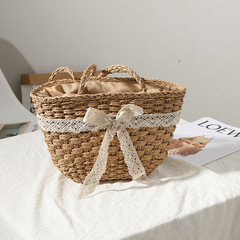 Wholesale Factory Grass Weave Bags 2023 New Lace Butterfly Knot Woven Bags Fairy Beach Vacation Sand Bags Women's Bags