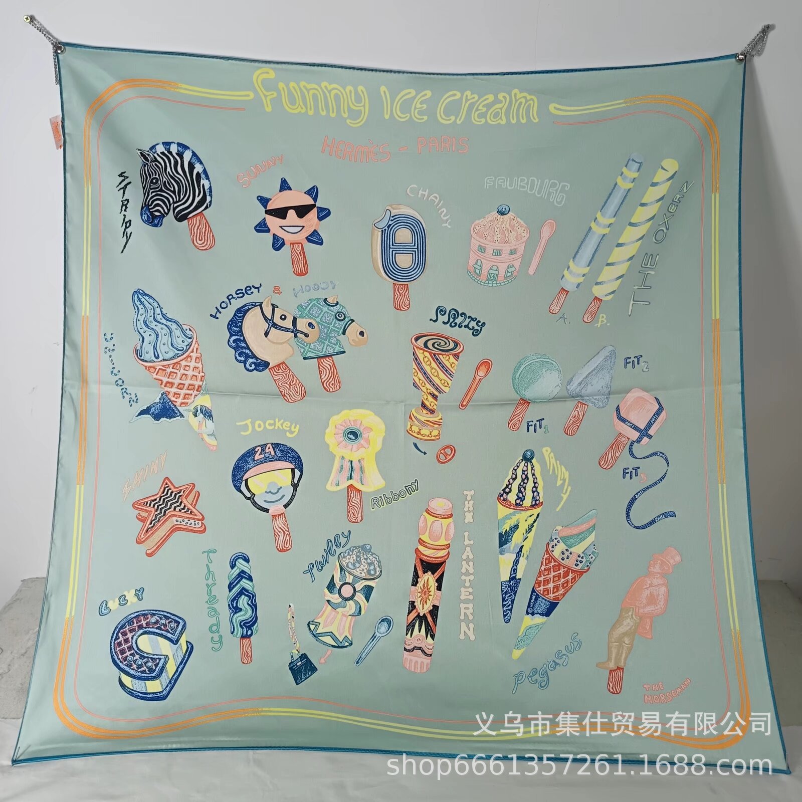 Bufandas de seda de moda europeas y americanas transfronterizas bufandas elegantes de alta calidad lujosas impresión de letras de seda impresión caliente en el extranjero