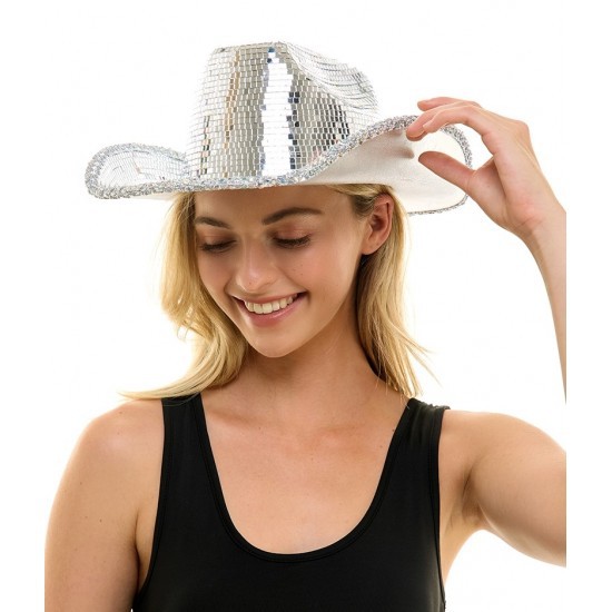 Disco espejo sombrero reflector láser sombrero de vaquero occidental sombrero de fiesta de baile personalizado sombrero de pestaña