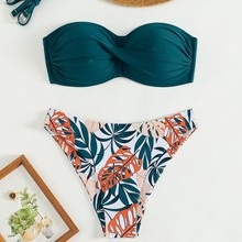 2022欧美外贸款 分体聚拢硬包拼色性感比基尼泳衣