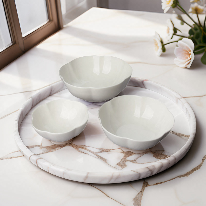 Tazón de cerámica creativo con forma de flor, tazón de postre para niños, tazón pequeño de cerámica blanco puro, tazón de sopa y tazón de verduras para una familia de tres personas