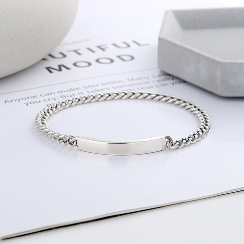 Yunchaoxuan S925 sterling silver Korean version simple and minimalist square tube bolt splicing side chain personalized bracelet