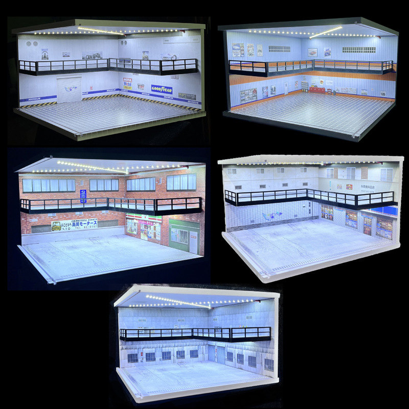 Cross-Border New 1:64 Scale Double-Decker Showroom Assembly Alloy Car Model Scene Large-Sized Parking Lot Storage Cabinet Racing Car