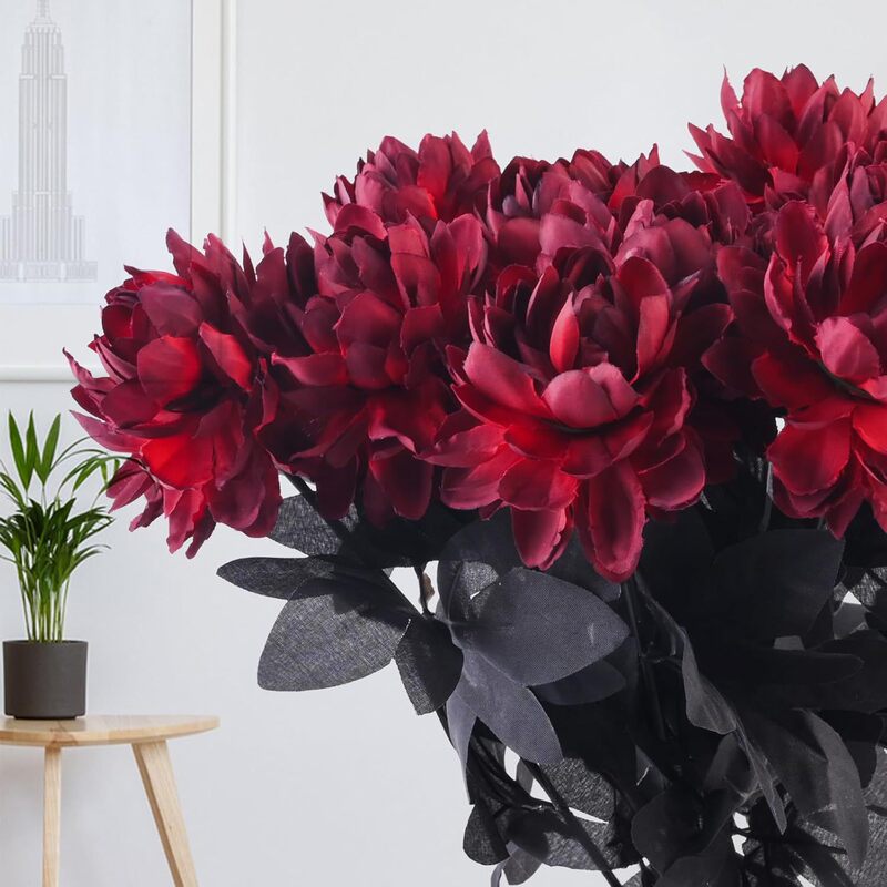 Wholesale Customized Artificial Dahlia Black Single Fake Flower Artificial Flower Halloween Dark Style Arrangement Decorative Flower Arrangement Wholesale Customized Artificial Dahlia Black Single Fake Flower Artificial Flower Halloween Dark Style Arrangement Decorative Flower Arrangement
