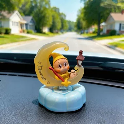 for Girls, Cute Spinning – Car ornaments - no-specifications-moon-boat-blue-base