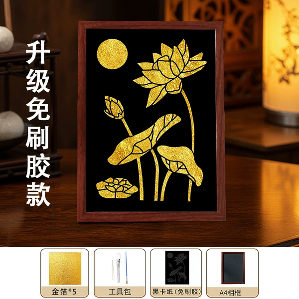 Lotus-gold foil painting
