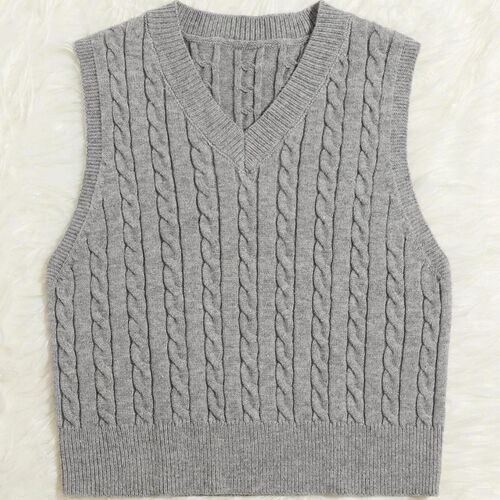 Korean Version Women's Fashion Knit Cardigan Turtleneck V-Neck Backless Sweater Sleeveless Top