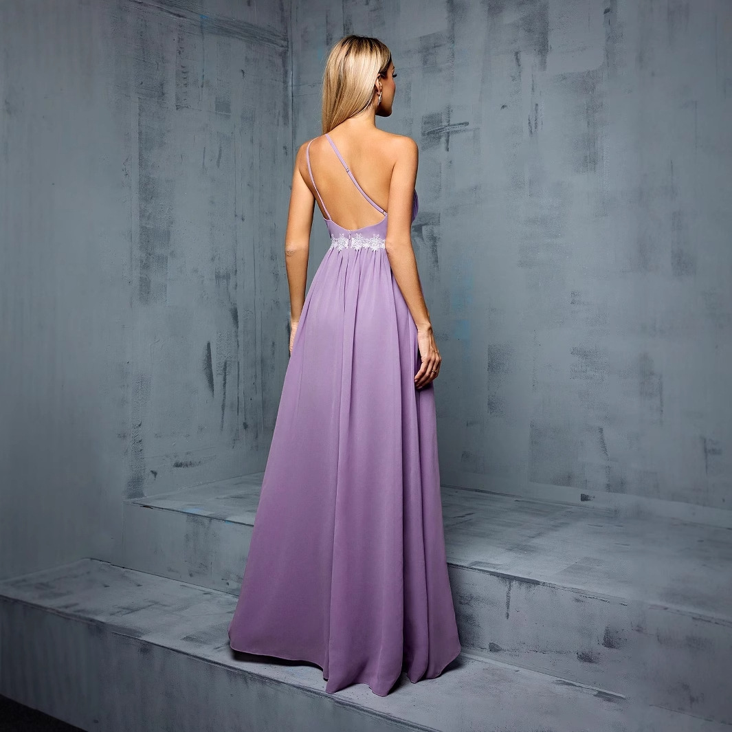 Amazon nuevo vestido de baile púrpura delante corto y largo vestido de hombro de banquete vestido de fiesta mujer al por mayor image 4