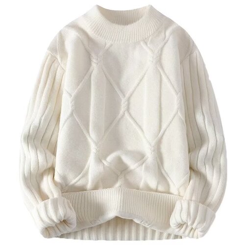 Soft and Chewy Men's Autumn/Winter Trend Brand twisted yarn sweater round neck warm inner wear for adolescents loose knit sweater for men