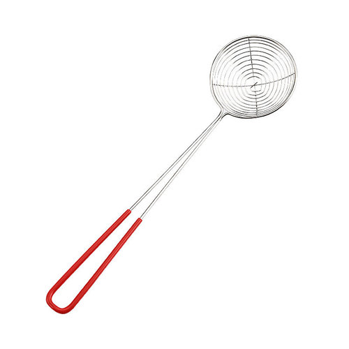 Red handle stainless steel pearl milk tea colander pearl powder round spoon hot pot spoon deepening net fishing milk tea shop supplies