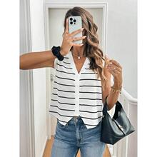 X 77110 Striped Button Knit Vests ����Ŧ����֯Ů���Ŀ羳