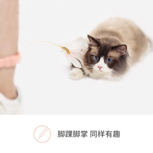 Silicone collar cat teasing stick cat toys self-stimulating multi-color spring feathers teasing kittens to relieve boredom factory straight hair