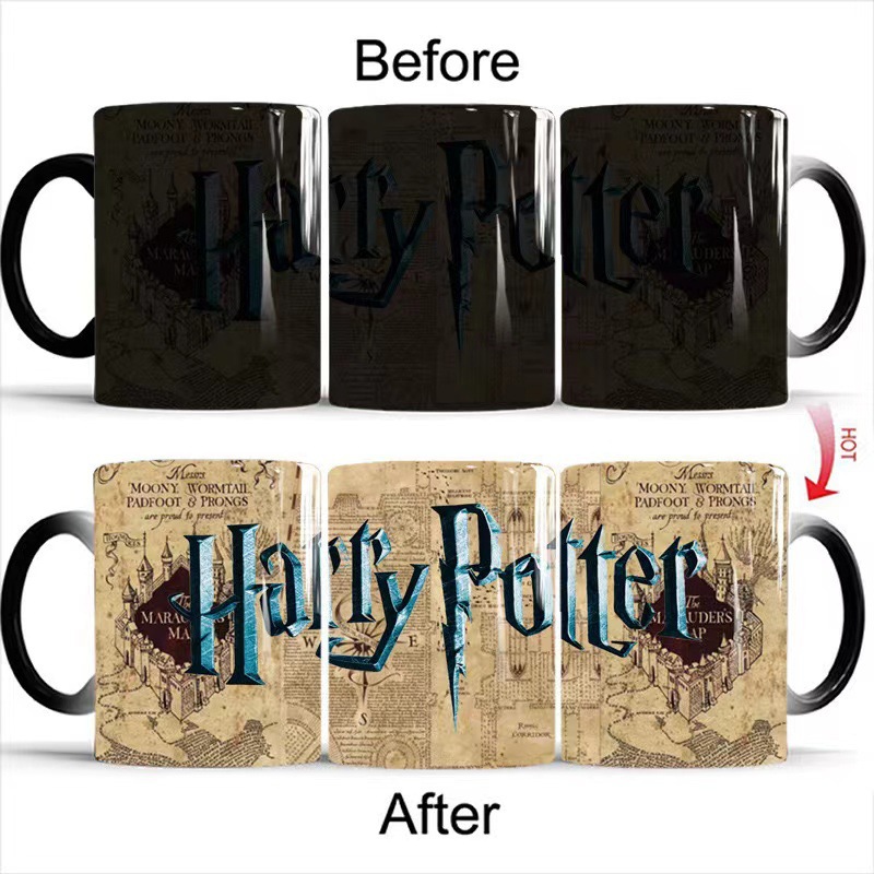 Amazon Harry Potter Magic Map Color-Changing Cup Student Dorm Thermal Sensing Ceramic Magic Coffee Mug