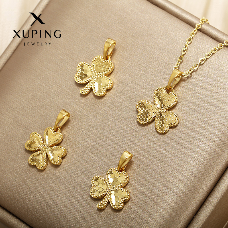 Xupe joyería espejo panal dragón escala de tres pétalos hierba de cuatro hojas flor colgante collar moda femenina colgante creativo al por mayor