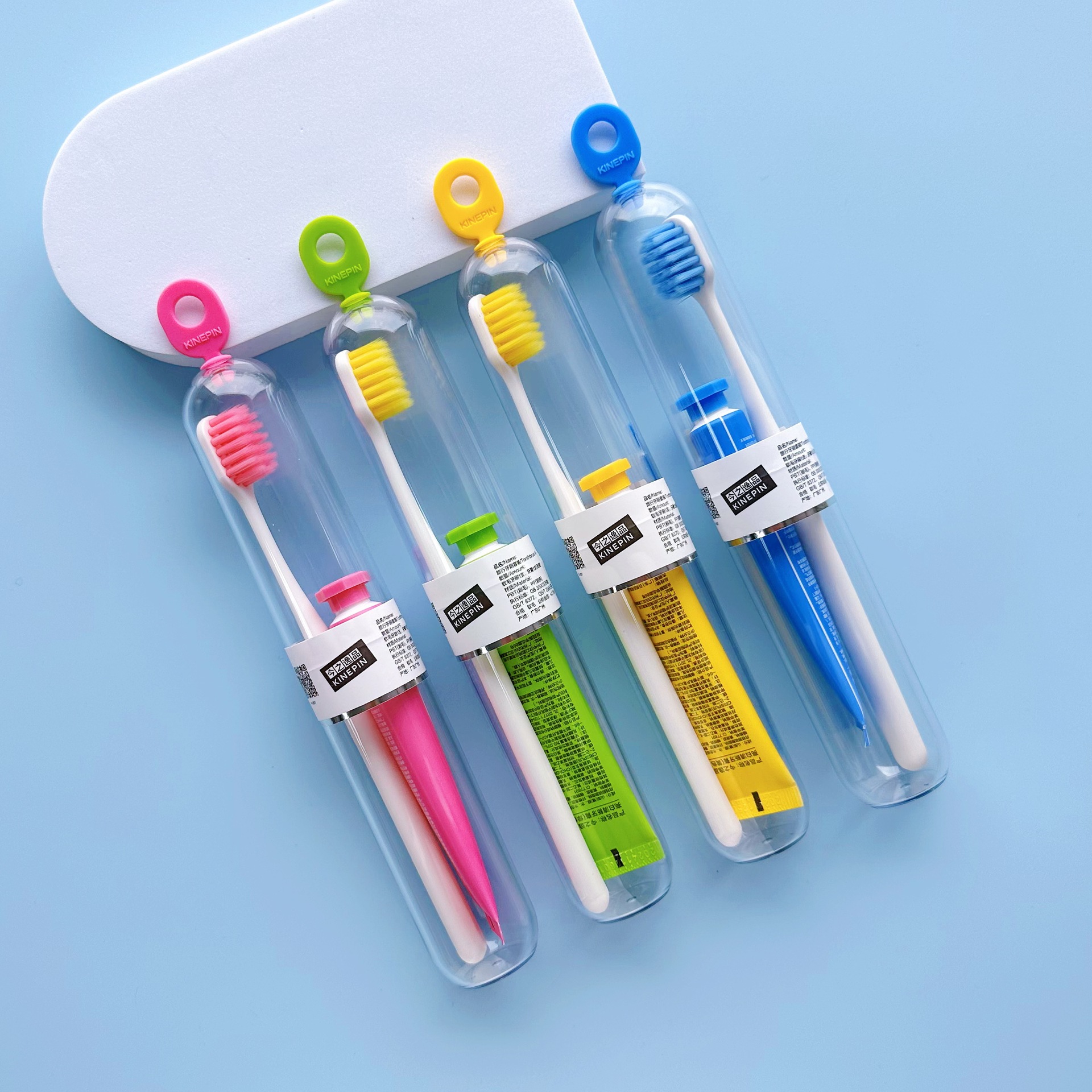Travel Toothbrush Set with Colorful Soft Bristles, Fresh Toothpaste, and a Hangable Storage Tube for Use on Airplanes, Home Use, and Portable Travel