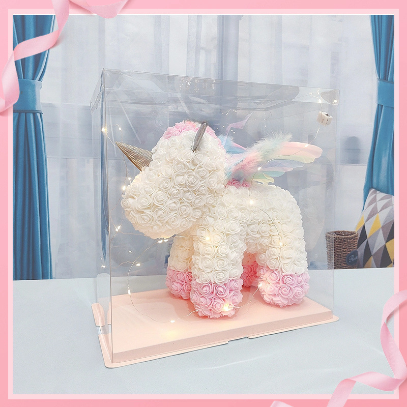 [핫셀러] 화이트 핑크 날개 유니콘 + 선물 상자 가벼운 끈