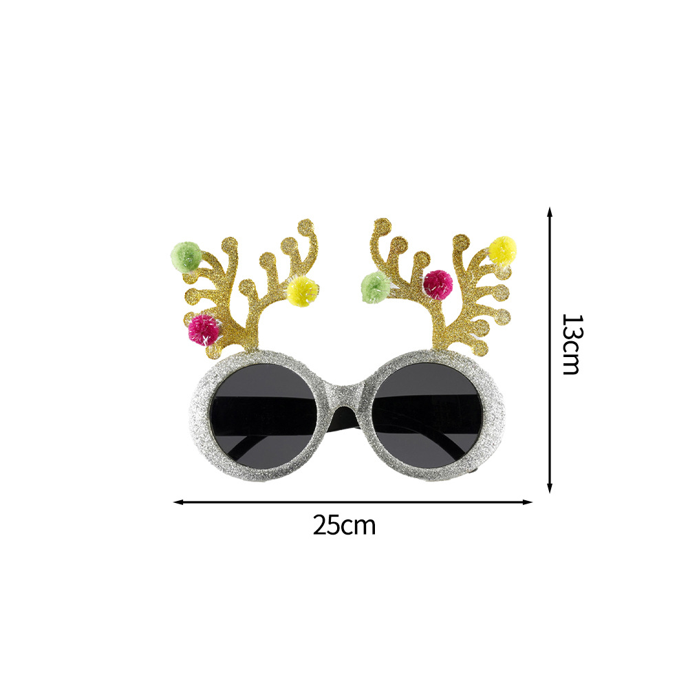Gafas de Navidad con diseño de copos de nieve, disfraz, dibujos animados, para adultos y niños, con astas, regalo, montura de gafas, fiesta, gafas divertidas