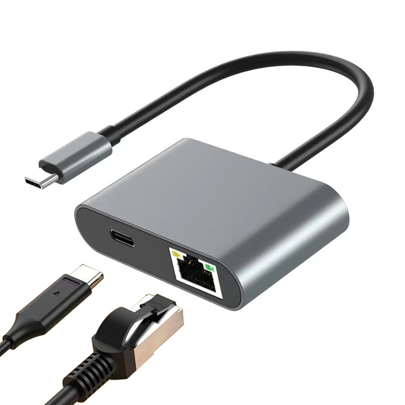 Typec Network Card with Pd Power Supply Mobile Phone Tablet Laptop Switch Game Handheld Usbc Converter