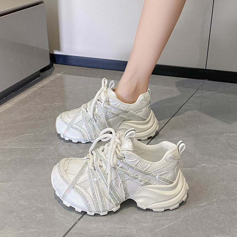 Women's Casual Stylish Platform Chunky Sneakers Breathable Mesh Trendy Athletic Shoes For Petite Versatile New Style_vogvips.com