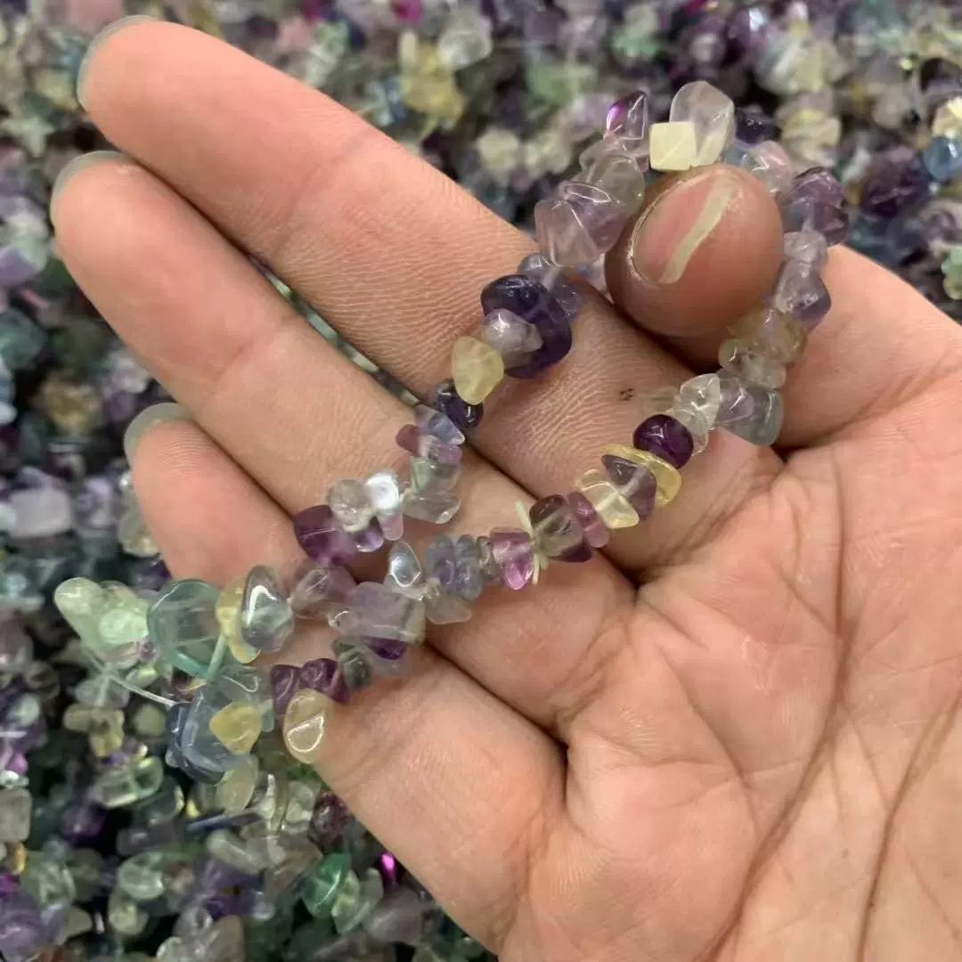 天然萤石碎石单圈 萤石碎石随行单圈手链