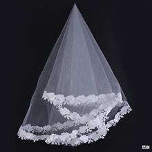 1.5米电脑花边头纱新娘结婚婚纱礼服头饰花边头纱大纸边长造型纱