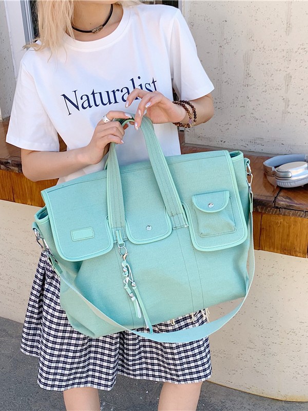 Nuevo estilo transfronterizo coreano bolsas de lona de bolsillo de nicho de estilo artístico de gran capacidad de bolsas de hombro
