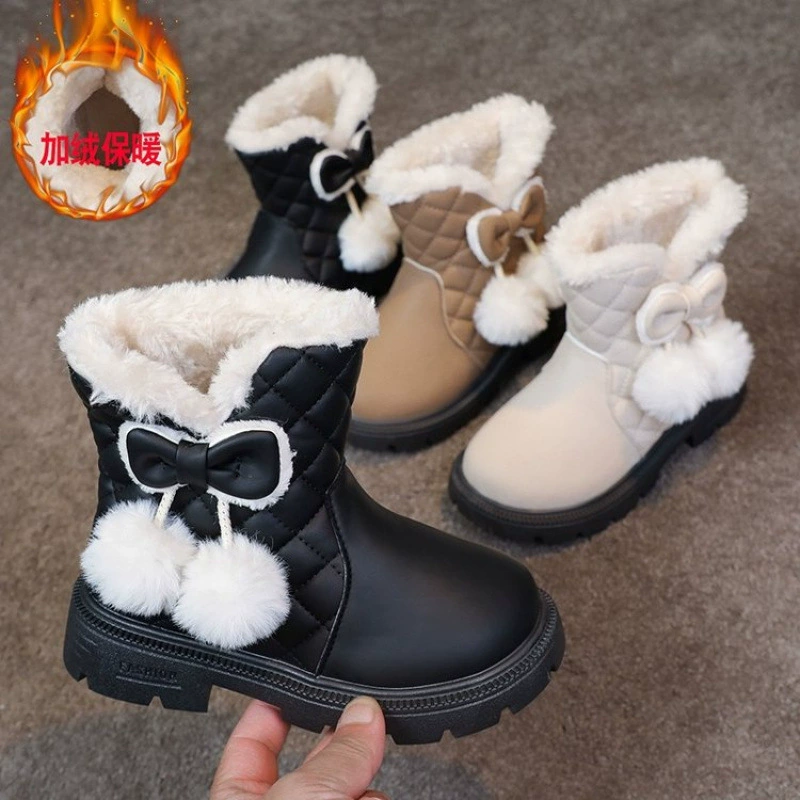 Сапоги для девочек зимой 2024 новые утолщенные теплые детские снегоступы