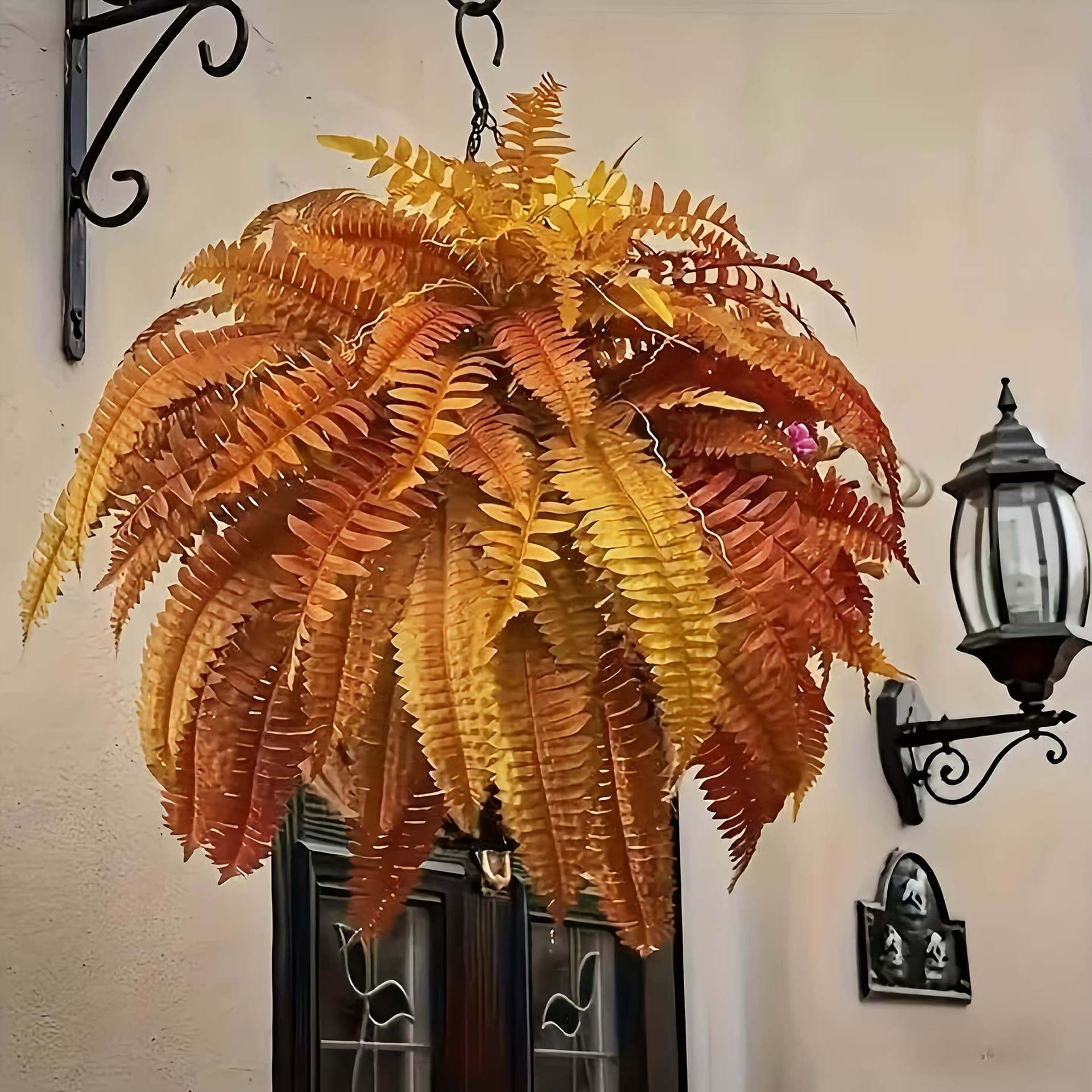Cross-Border Amazon Hot-Selling Outdoor Artificial Fern Persian Leaf Plant 18 Heads/24 Heads Boston Fern Leaf Silk Flower