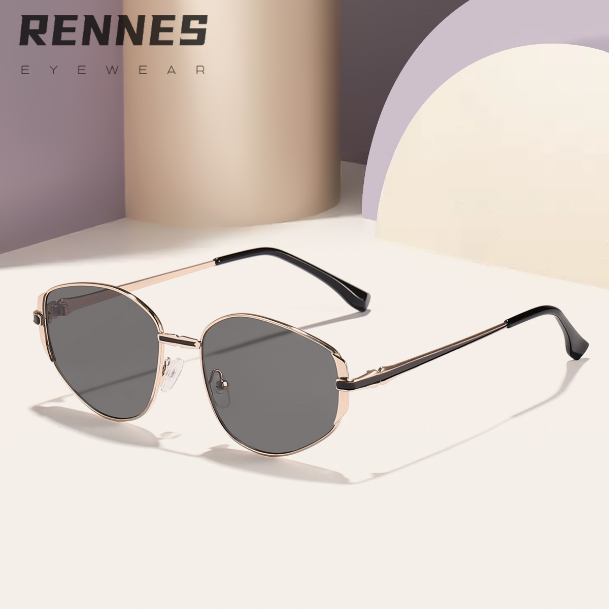 Nuevas gafas de sol de metal de montura pequeña retro transfronterizas, gafas de sol de alta gama europeas y americanas