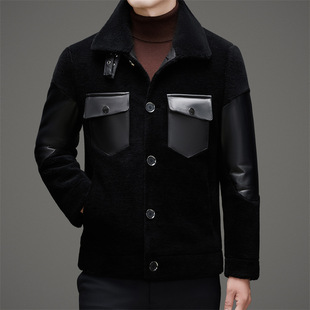 MJ19017 autumn and winter 2024 new Haining leather sheep shear down cotton jacket men's wool jacket